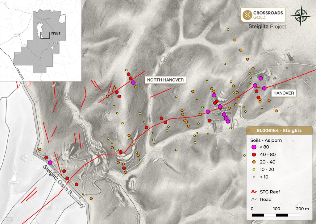 Figure 2 – Hanover Fault Zone Soil Geochemistry – As ppm (partial assay results)
